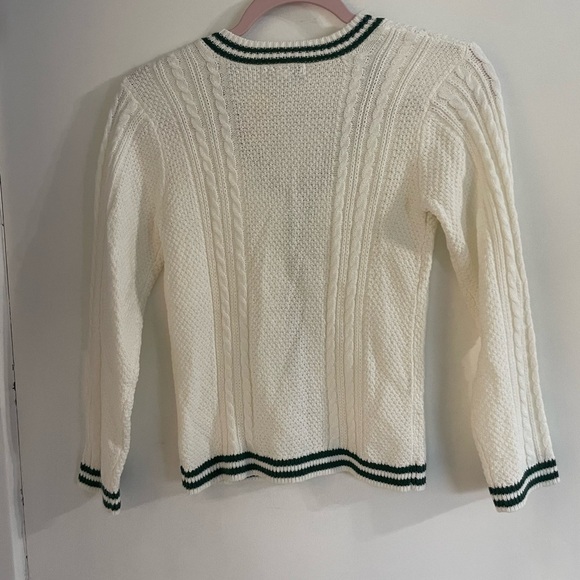 BNWT RSQ Girls Varsity Cream & Green Cable Knit Cardigan Sweater in small - Picture 4 of 4